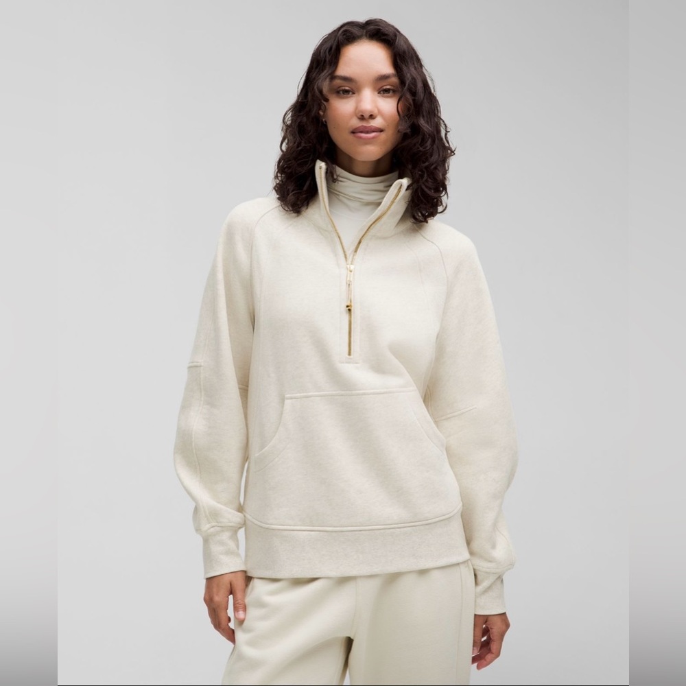 Lululemon scuba oversized funnel-neck *long - size M/L - heathered bone/gold